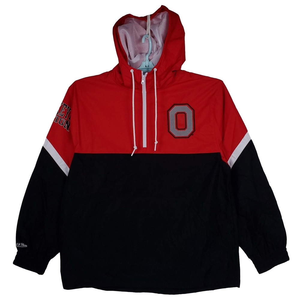 Ohio State Buckeyes Mitchell & Ness NCAA‎ Large Windbreaker Jacket Black NWT